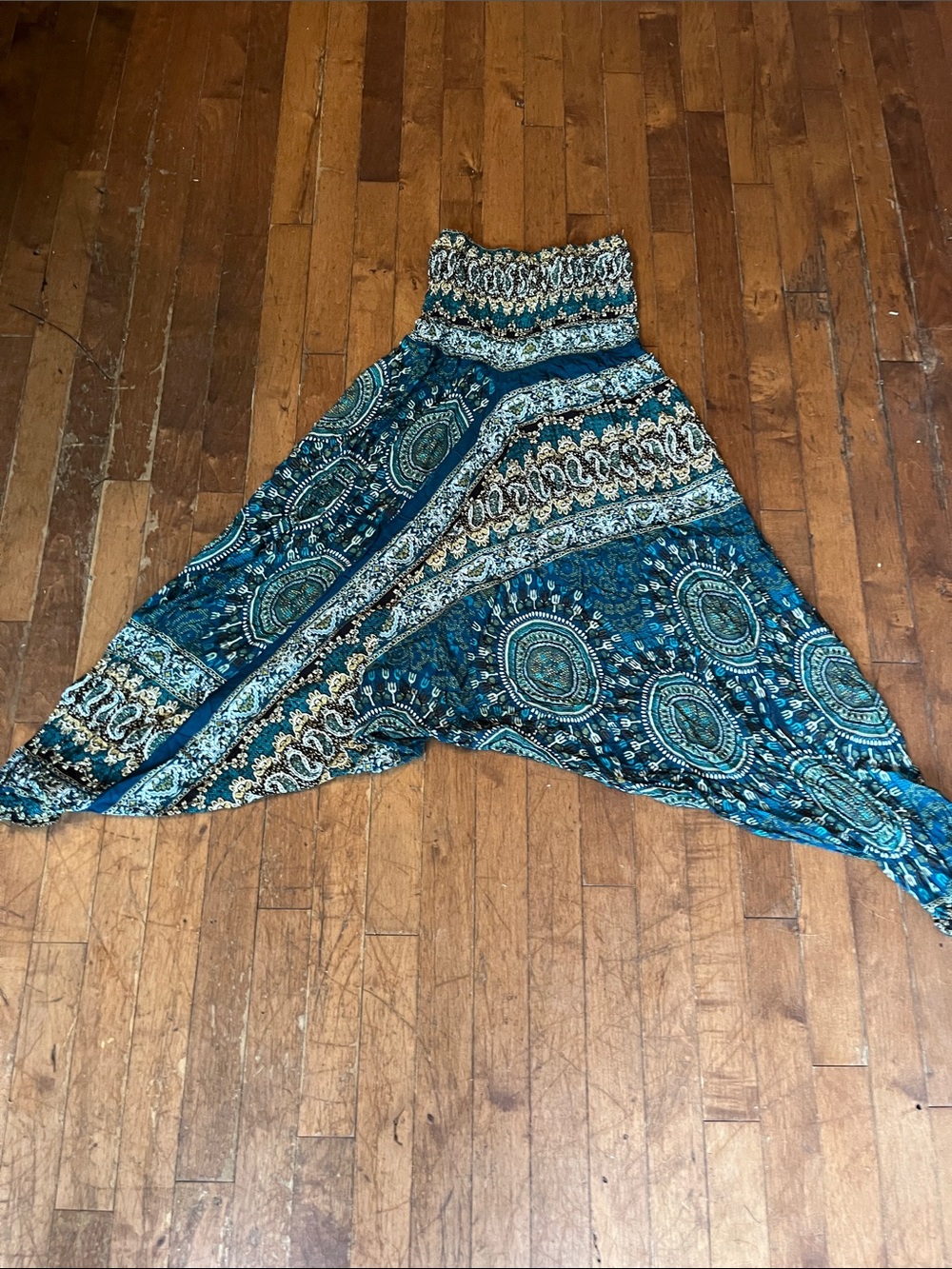 Women’s Bohemian Teal Patterned Harem Trousers